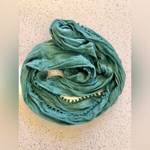 GAP Teal Green Infiniti Scarf with Pom-Pom Trim